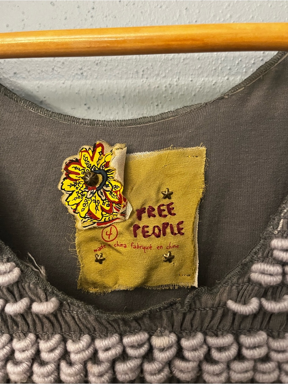 Free People Embroidered Pinafore Dress with Red Floral Motif - Picture 4 of 4